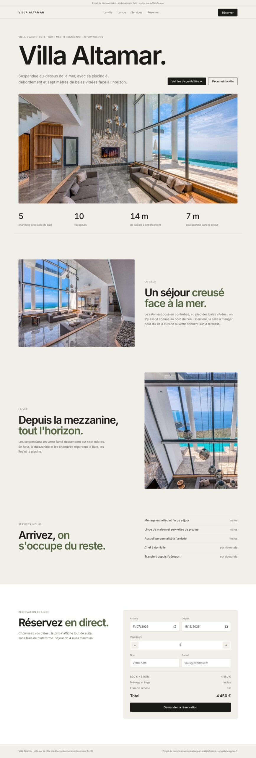 Villa Altamar, villa face à la mer (projet de démonstration) — page complète